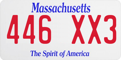 MA license plate 446XX3