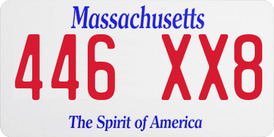 MA license plate 446XX8
