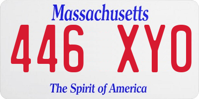 MA license plate 446XY0
