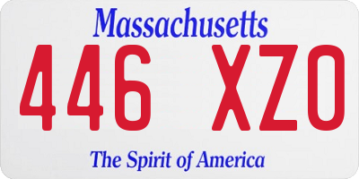 MA license plate 446XZ0