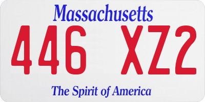 MA license plate 446XZ2