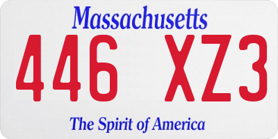 MA license plate 446XZ3