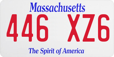MA license plate 446XZ6