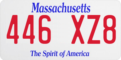 MA license plate 446XZ8