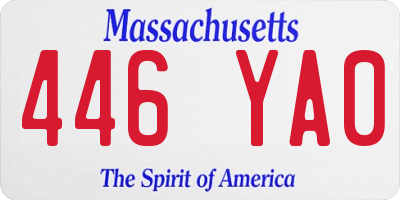 MA license plate 446YA0