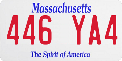 MA license plate 446YA4
