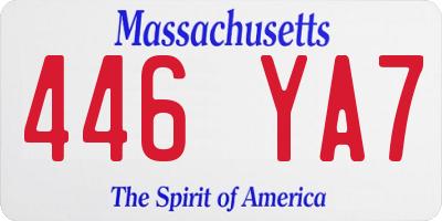 MA license plate 446YA7