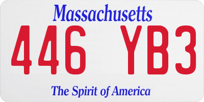 MA license plate 446YB3