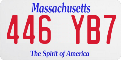 MA license plate 446YB7