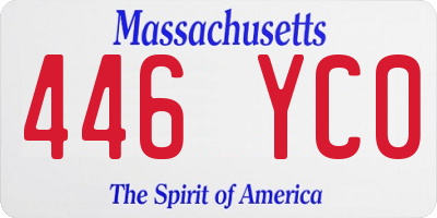 MA license plate 446YC0