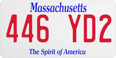MA license plate 446YD2