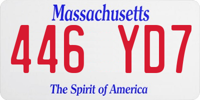 MA license plate 446YD7