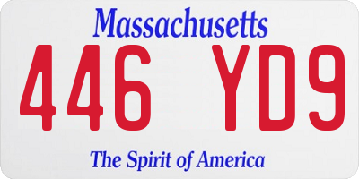 MA license plate 446YD9