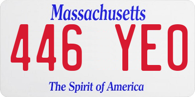 MA license plate 446YE0
