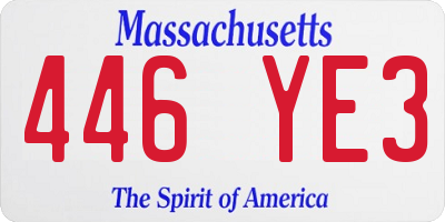 MA license plate 446YE3