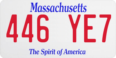MA license plate 446YE7