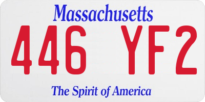 MA license plate 446YF2