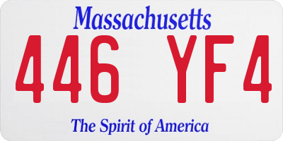MA license plate 446YF4