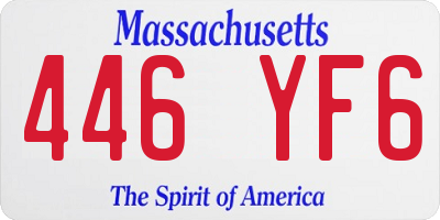 MA license plate 446YF6