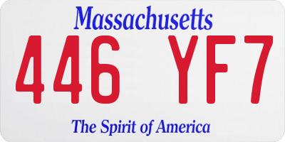 MA license plate 446YF7
