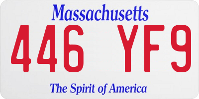 MA license plate 446YF9