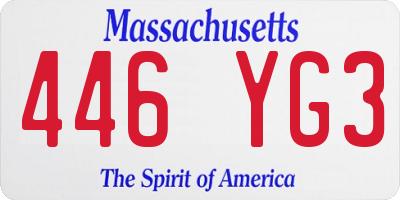 MA license plate 446YG3