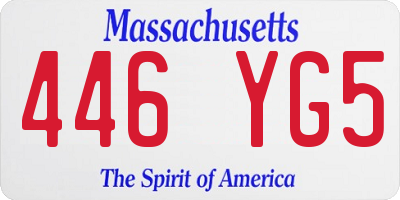 MA license plate 446YG5