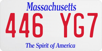 MA license plate 446YG7