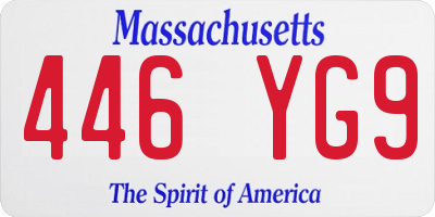 MA license plate 446YG9