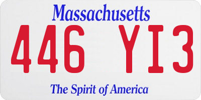MA license plate 446YI3