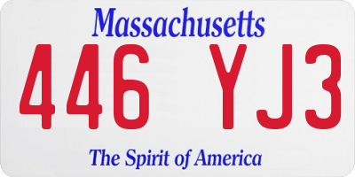 MA license plate 446YJ3