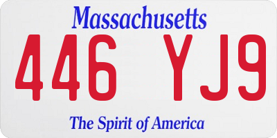 MA license plate 446YJ9