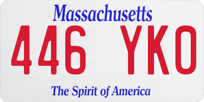 MA license plate 446YK0