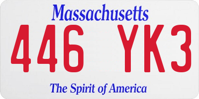 MA license plate 446YK3