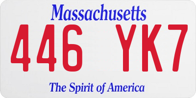 MA license plate 446YK7
