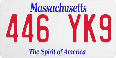 MA license plate 446YK9