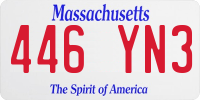 MA license plate 446YN3