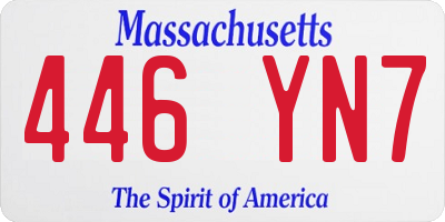 MA license plate 446YN7