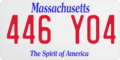 MA license plate 446YO4