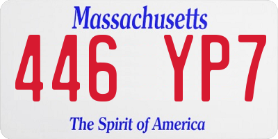 MA license plate 446YP7
