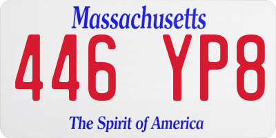 MA license plate 446YP8