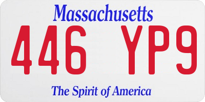 MA license plate 446YP9