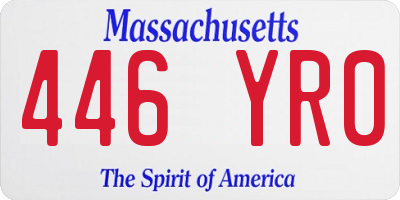 MA license plate 446YR0