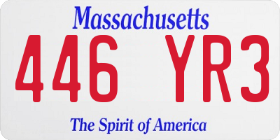 MA license plate 446YR3