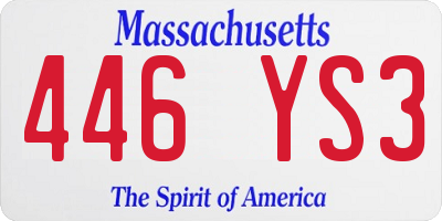 MA license plate 446YS3