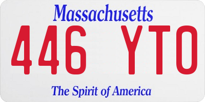 MA license plate 446YT0