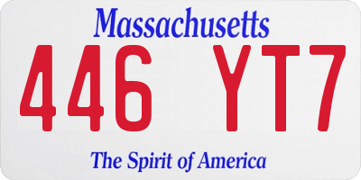 MA license plate 446YT7