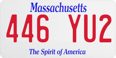 MA license plate 446YU2