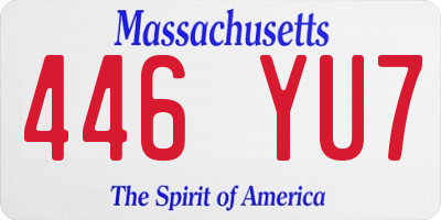 MA license plate 446YU7