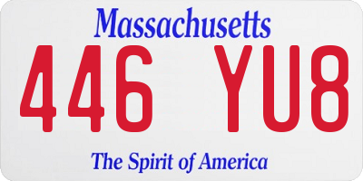 MA license plate 446YU8